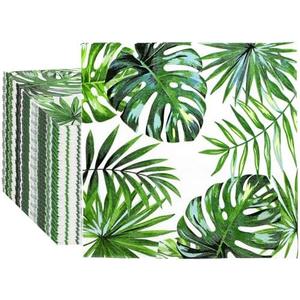 Engrowtic 100 Pcs Tropical Palm Leaf Napkins Luncheon Paper Hawaiian Luau Napkins 6.5 x 6.5'' Square Safari 2 Ply Disposable Jungle Baby Shower Party Decorations for Summer Birthday Supplies