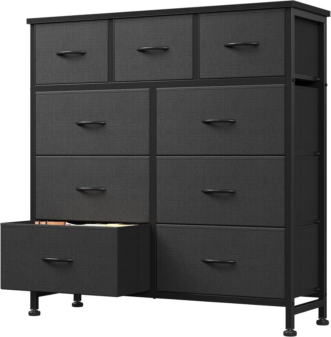 DUMOS Dresser for Bedroom, 9 Drawers Fabric Storage Organizer, 11.8"D x 39.4"W x 39.4"H