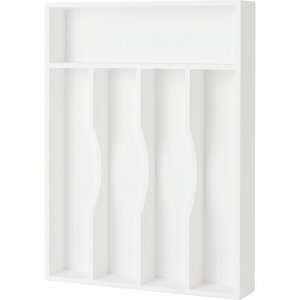 smirly Bamboo Kitchen Drawer Organizer, 9 Inch Silverware Utensil Holder for Small Drawer, Narrow Silverware Organizer for Cutlery Knives (9 x 13 inch (5 Slots))