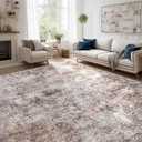 Abstract 10x14 Washable Rug: Modern Non Slip Area Rug Soft Carpet Foldable Distressed Stain Resistant Neutral Rugs for Living Room Bedroom Decor Large Indoor Farmhouse Rug 10'x14' Brick Gray (10' x 14')
