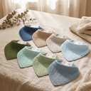 Muslin Baby Bibs 8 Pack, Baby Bandana Drool Bib for Drooling and Teething, 100% Cotton Soft Absorbent for Girls Boys Fresh Hues