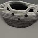 Zopeal Cat Basket Storage Woven Organizer with Ears Decorative Pet Toy Cute Cotton Rope Basket for Gift Cat Dog Toy Bin Nursery Room(8.3 x 4.7 Inch,White, Light Gray and Gray)