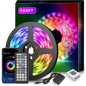 Nexillumi Led Lights for Bedroom 100ft Music Sync Color Changing Led Strip Lights Smart with Remote and App Control Built-in Mic for Party Home Room Decor LED Room Lights