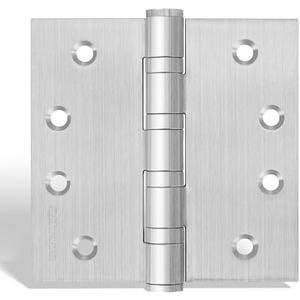goldenwarm 2 Pack 4 x 4 Inch Ball Bearing Door Hinges Heavy Duty Stainless Steel Exterior Door Hinges with Square Corners, Brushed Nickel, Smooth & Quiet with Non-Removable Pin