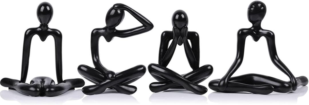 XMGZQ Black Thinker Figurines,Abstract Bookshelf Figures,Knick Knacks Home Decor,Plastic Thinker Statue Kit,Black Statues for Home Decor,Abstract Art Decorations Accessories,Desk Decor for Women