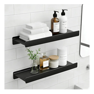 12 inch Metal Floating Shelves for Wall, Small Shelves Wall Mounted with Lip for Storage No Wobble, Heavy Duty Wall Shelves for Bathroom/Kitchen/Bedroom/Small Spaces, Black 12X 4.5X2, Set of 2