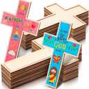 Blueweenly 12 Pcs Unfinished Wooden Craft Crosses for Christian Blank Wooden Crosses 9.06 x 5.91 Inch DIY Religious Craft Hanging Ornaments Party Decor Church Bible