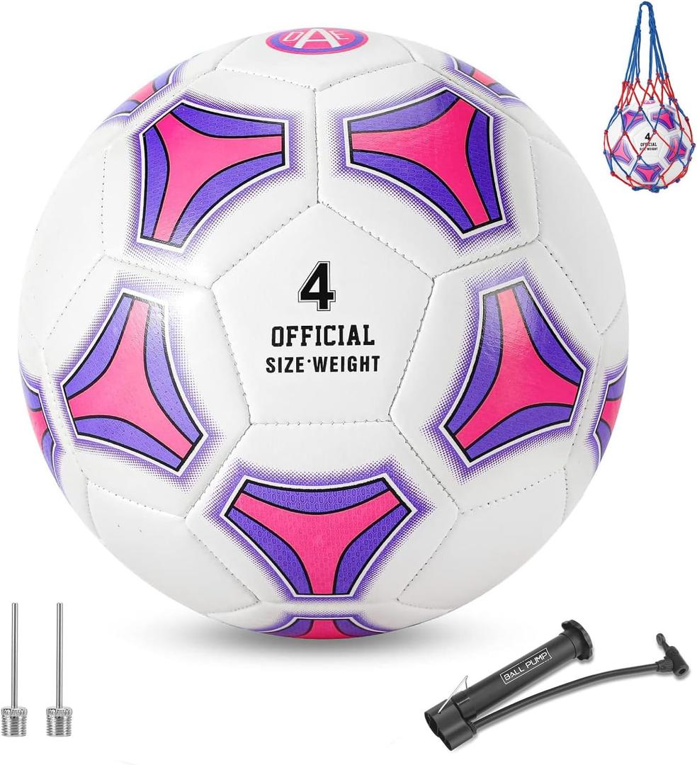 STEEFAN Pink Soccer Ball Full Size 3/4/5 for Kids Outdoor Play,Color Change Soccer Stuff with Official Size Ball Needles and Air Pump,Gift for Kid Teen Girl Junior,Indoor Outdoor Game Soccer Ball (Size 4-Pink: Recommend age:6-8)