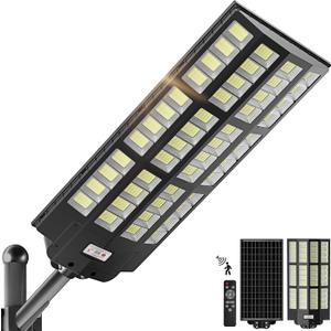 WYWNA 10000W Solar Street Lights Outdoor - Wide Angle Solar Lights Outdoor Motion Sensor, Commercial Parking Lot Light Dusk to Dawn, 7000K LED Street Light IP66 Waterproof with Remote Control, 10000-1P