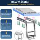 3-4 Step Ladder Under Platform Slide Mount Boat Boarding Ladder, Telescoping Ladder with a Carry Handle and Mounting Screws, Press-Type Spring Latch (3 Steps)