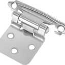 SEUNMUK 40 Pack 1/2 Inch Overlay Cabinet Hinges, Satin Nickel Cabinet Door Hinges, Face Mount Self Closing Variable Cabinet Hinges, with 200 Mounting Screws, Silver, Satin Nickel