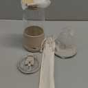 Pandaloo Glass Cups With Lids and Straws -20 Fl Oz- Perfect Size Iced Coffee Cup - Smoothie Cup With Bamboo Lid and On the go Lid (Creamy Mushroom, 1 Count (Pack of 1)