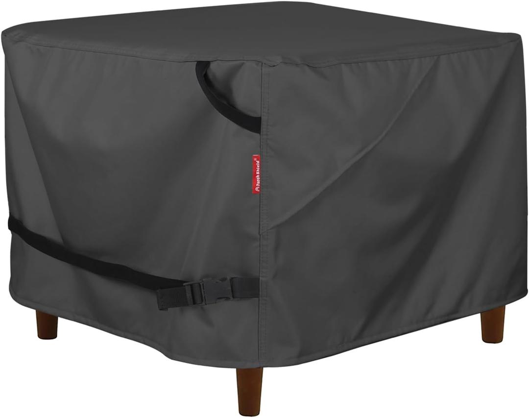 Porch Shield Patio Ottoman Cover - Waterproof Outdoor Square Side Table Covers  31L x 31W x 18H inch, Black