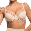 Minimizer Bras for Women Full Coverage Unlined Underwire Bras Plus Size Lifting Bra for Heavy Breast (34C, Skin)