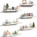 Upsimples Floating Shelves for Wall, Wall Shelves for Decor Storage Set of 6, Wall Mounted Wood Shelf for Bedroom, Living Room, Bathroom, Kitchen, Picture Ledge Shelf, Rustic White (15.7in)