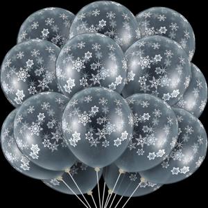 Skylety 40 Pieces Clear Snowflake Balloons Bulk Winter Transparent Snowflake Latex Balloons for New Year, Birthday Parties, Winter Wonderland Baby Shower Decorations