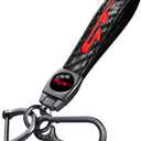GT Keychain for Kia K3 Forte Cerato 2021-2024, Black Leather & Metal Car Key Fob Holder, Red GT Logo Car Keychain Accessories (2.6 Inch-Carbon Fiber)