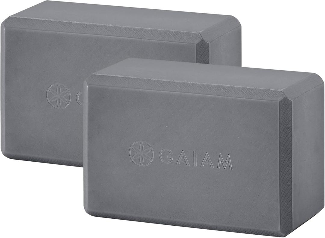 Gaiam Yoga Block - Supportive Latex-Free Eva Foam - Soft Non-Slip Surface with Beveled Edges for Yoga, Pilates, Meditation - Yoga Accessories for Stability, Balance, Deepen Stretches (Grey)