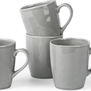 famiware Aurora Coffee Mugs, 14oz Mug Set of 4, Stoneware Mug, Cups for Kitchen, Cappuccino, Latte, Reactive Glaze, Microwave Safe, Scractch-resistant, Slate gray