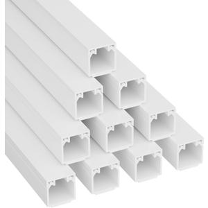D-Line 32.8ft Cable Raceway, Self Adhesive Cord Cover, Hide Surface Wires, Paintable - 10x 0.63in (W) x 0.63in (H) x 39in Lengths - White