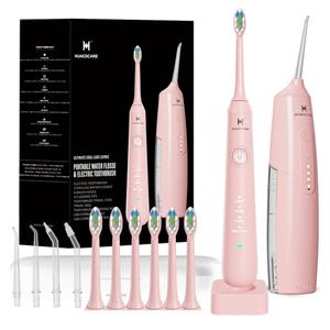 2-1 Oral Clean Kit- Water Dental flosser & Electric Toothbrush Combo- Brushing & Flossing- for Teeth Cleaning and Gum Health (Pink)