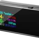 USB 3.0 Tester, Eversame IPS Color Display Digital Multimeter Voltmeter Current and Voltage Monitor, DC 5.1A/30V/150W Power Meter Tester, Test Speed of Chargers, Cables, Capacity of Power Banks-Black