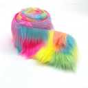 Ice Fabrics Craft Faux Fur Fabric Pre Cut Rolls - 6"x60" Fur Ribbon Mohair Fabric Strips - Super Soft and Fuzzy - Perfect for Crafts, Costumes & Decoration - Pastel Rainbow - 6x60