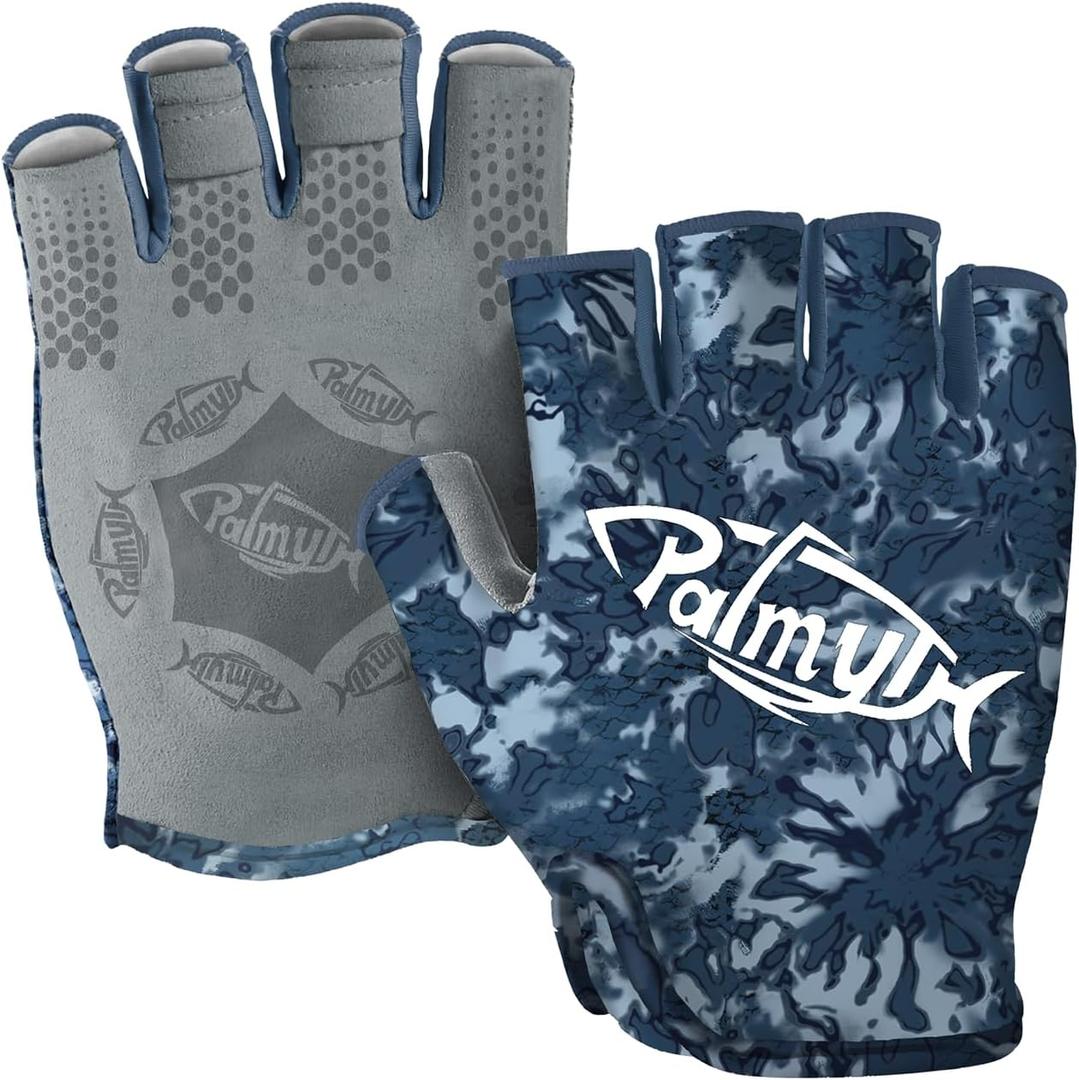 Palmyth Stubby UV Fishing Gloves Sun Protection Fingerless Glove Men Women UPF 50+ SPF for Kayaking, Paddling, Canoeing, Rowing, Driving, Large