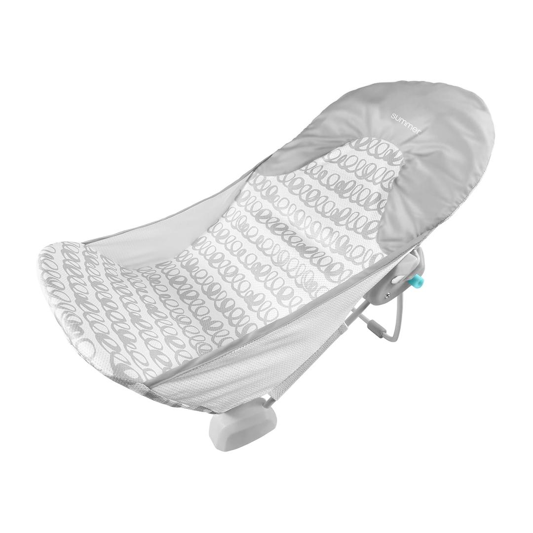 Ingenuity Foldaway 2-Position Baby Bath Seat, Adjustable Support for Sink or Bathtub, Ages 0-6 Months up to 20 Pounds, Machine-Washable Sling (Gray Swirls)