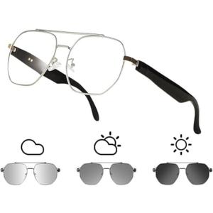 Smart Glasses with Bluetooth 5.4 Polarized Reading Sunglasses Photochromic Lens Bluetooth with Touch Voice Control