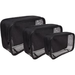 SHANY Assorted Size Cosmetics Travel Bag - Black Mesh Make Up Bag/Organizer - 3PC set (3 Count (Pack of 1))