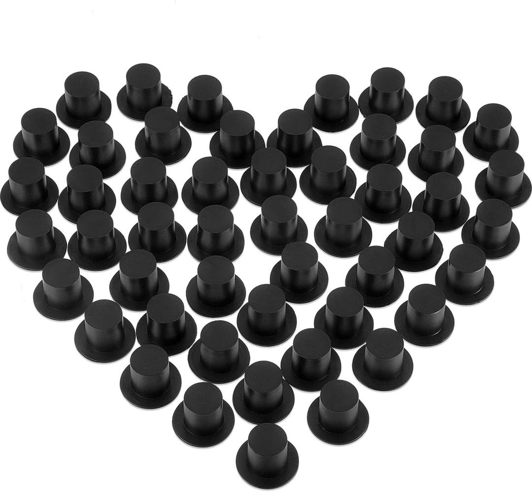 Blulu 50 Pieces Mini Black Top Hats, Plastic Magician Hats for DIY Decoration, Snowman Decorating, Christmas Party, Birthday Party, Wedding, Family Gathering