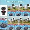 Yzert Solar Fountain Flower Shape-No Battery, Glass 3.5W Solar Water Fountain with 7 Nozzles & 4 Fixer Rods,Solar Fountain Pump for Bird Bath, Outdoor, Pool, Garden, Pond & Flower Pot, Black