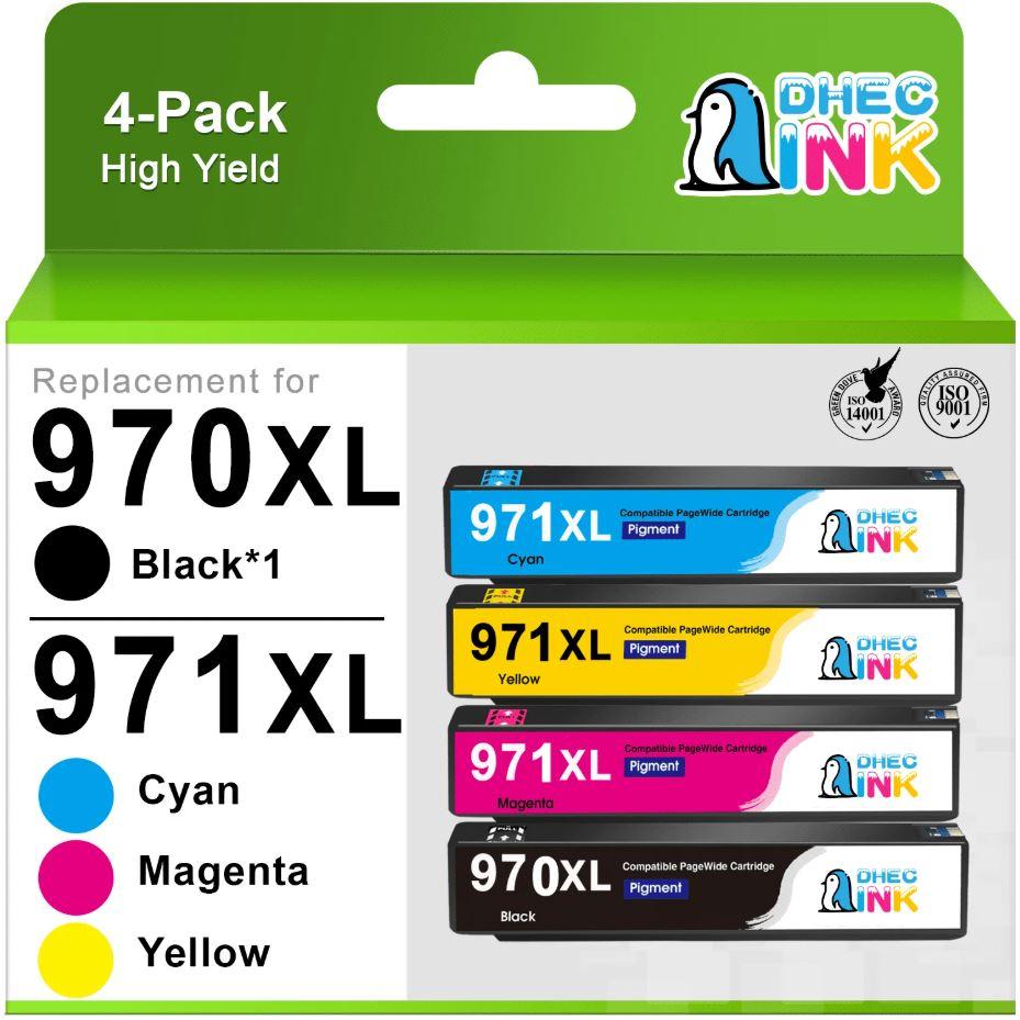 970XL 971XL Ink Cartridges High Yield 4 Pack Replacement for HP 970XL 971XL 970 971 Compatible with Officejet Pro X476dw X576dw X451dw X551dw X451dn X476dn Printer (Black, Cyan, Magenta, Yellow)