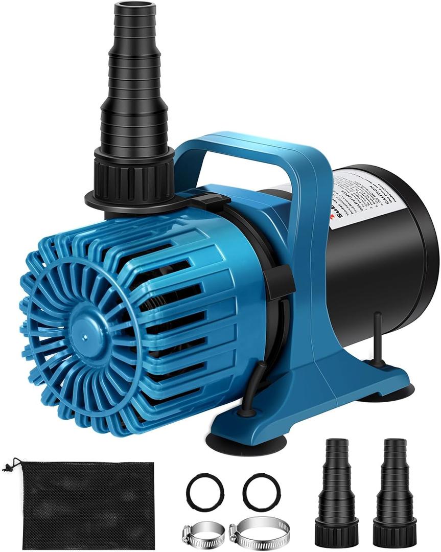 100W 1800GPH outdoor Pond Pump for Koi Pond, Water Garden, Waterfall & Patio, Large Fountain Pump with 20FT Power Cord, 180 Adjustable Outlet & Barrier Bag, Ultra-Quiet, UL Listed
