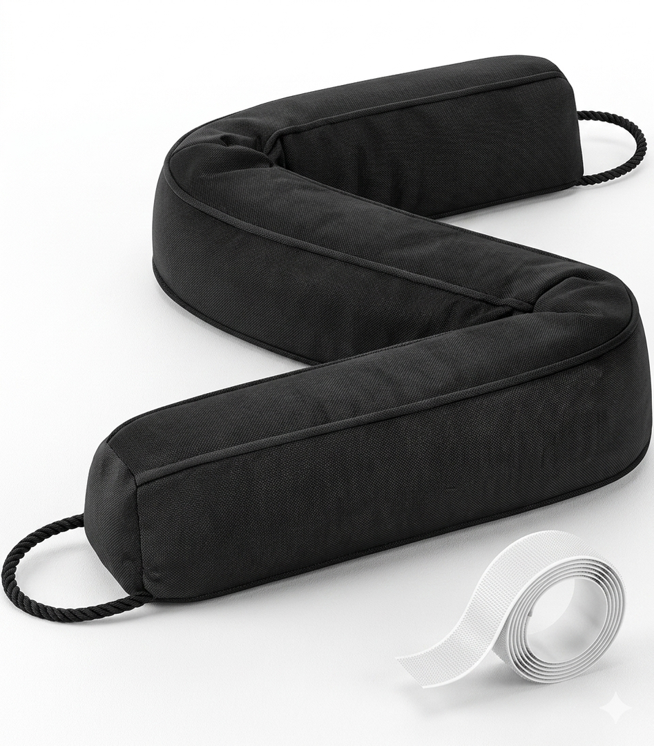 Sunolga Door Draft Stopper Blocks Hot and Cold Air with Removable Washable Cover for Bottom of Door, AllSeason Seal for Wind, Right Angle Door Sweep for Gaps Up to 3", Home Essentials, 38", Black