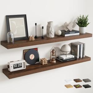 55 Inch Floating Shelves for Wall 2 Pack, 8"D Wood Grain Bathroom Shelves, 55"Wx8"Dx1.4"H, 2Pack