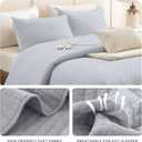 Sanracie Cotton Oversized King Bedspread(128"x120"), Cornflower Blue Soft Stonewashed Extra Large Wide Oversized Quilt Set Cross Stitch Lightweight Crinkle Coverlet Set 3Pcs for All Season