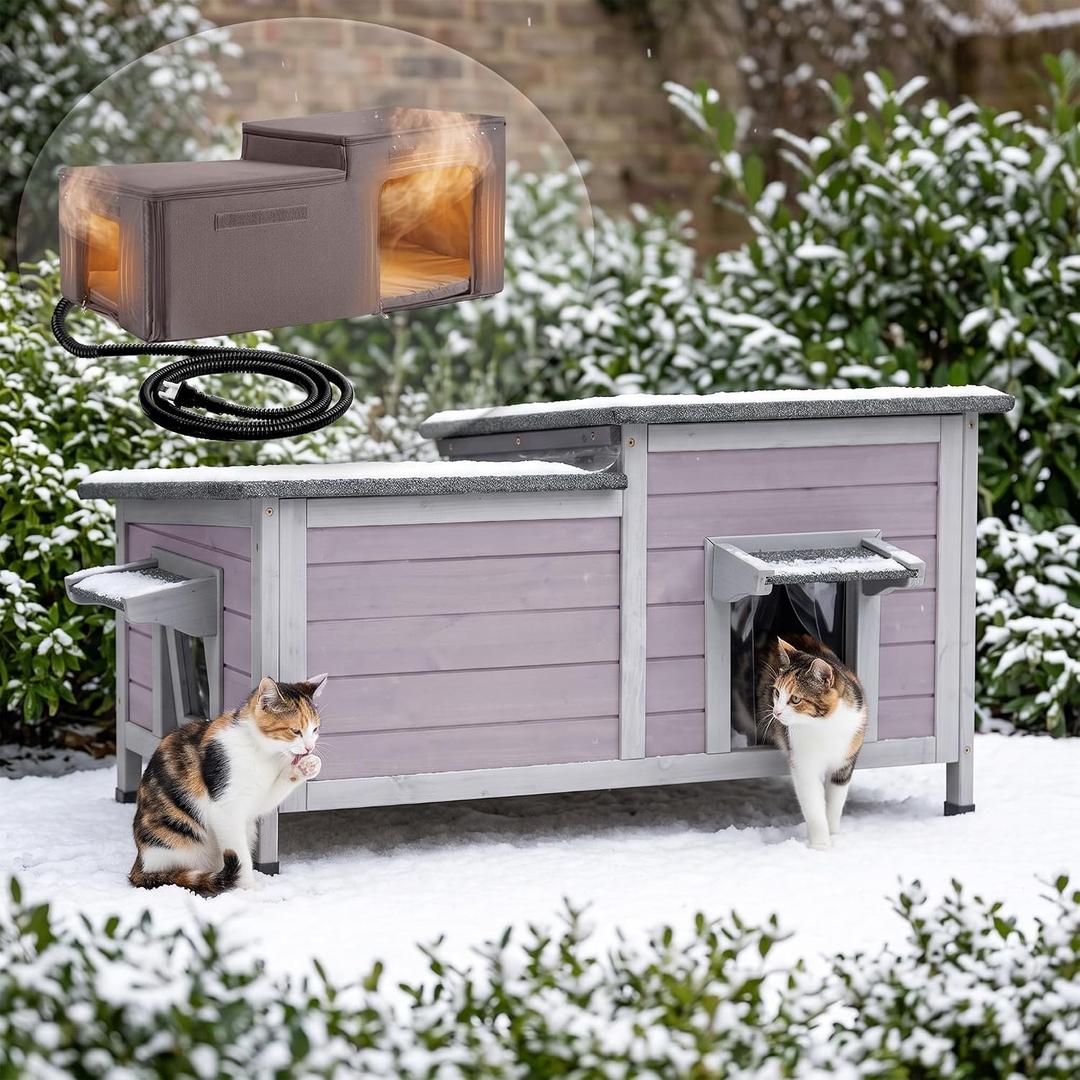 Aivituvin Heated Cat House Outdoor Weatherproof Insulated for Cats