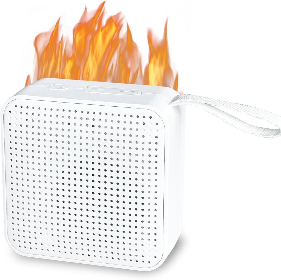 Fireplace Crackler Sound Box for Electric Fireplace, 2 in 1 Realistic Rechargeable Fire Crackling Sound Machine for Gas Fireplace, Fire Crackler Sound System, 3H Timer, Fire Noise (White)