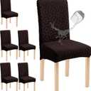 Genina Waterproof Chair Covers for Dining Room Set of 6, Removable Washable Chair Slipcover Protectors, Chocolate