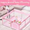 Pink Baby Playpen 50x50 Inches Playpen for Little Princess Play Yards Indoor & Outdoor Sturdy Safety Baby Girls Play Pen with Soft Breathable Mesh Toddlers Activity Center with Anti-Slip Base