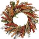 22 Inch Fall Harvest Wreath Wheat Grain Decor Rustic Thanksgiving Wreaths for Front Door Autumn Farmhouse Decor Indoor Outdoor