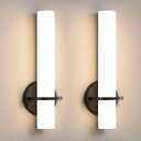 Wall Sconce Light - 15 inch Modern Black Bathroom Light Fixtures Wall Sconces Set of Two Dimmable LED Sconce Lighting, 15W 3000K Wall Light with Acrylic Shade for Bedroom Stairway Living Room