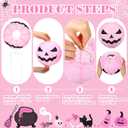 Riakrum 20 Pcs 8 Inch Pink Halloween Paper Lanterns Bulk Pink Jack-o'-Lantern Hanging Lanterns Halloween Pumpkin Decoration for Holiday Spooky Party Indoor Outdoor Decor