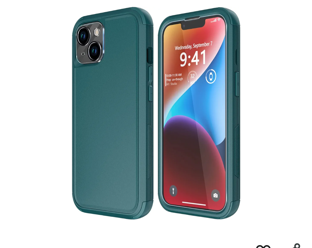 Diverbox for iPhone 14 Case [Shockproof] [Dropproof] [Tempered Glass Screen + Camera Lens Protector],Heavy Duty Protection Phone Case Cover for Apple iPhone 14 (Dark Green)