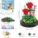 Mulyric Flower Bouquet Building Set with LED Lighting, 596 PCS Roses Sets with Cover Botanicals Building Blocks for Adults/Kids, Birthday Mother's Day Valentines Day for Mom Women Girls