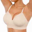 Lover-Beauty Bras for Women Support Push Up Bralettes Full Coverage No Underwire Seamless Comfortable Everyday Bras (Large, Pale Skin)