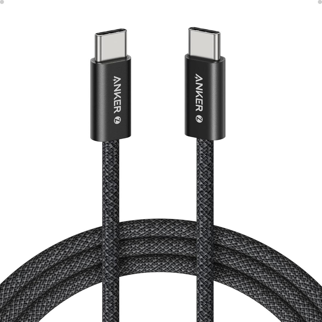 Anker Zolo USB C to USB C Cable, Braided and Dirt-Free Type-C Fast Charging Cable, Slim Connector, for iPhone 17 Series, MacBook (240W) (Black, 6FT)