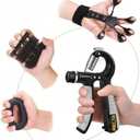 Hand and Forearm Grip Trainer Kit 6 Pieces: Hand Gripper - Finger Rings - Stress Ball - Forearm Exerciser - For Gym, Calisthenics- Rock Climbing - Powerlifting - Strength Sports. (Black)
